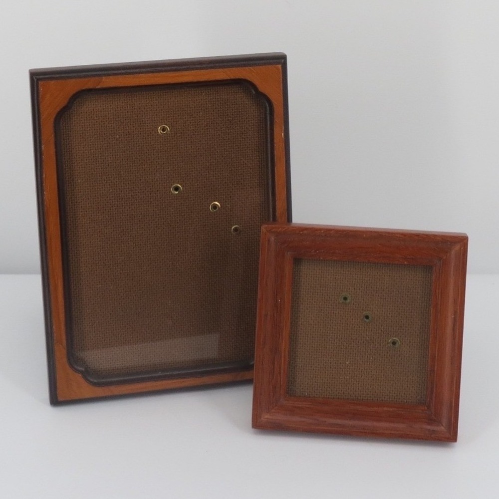 Vintage Fetco Wood Picture Frames Set of 2, 5x7 & 3.25x3.25, 1990s Two-tone Rero